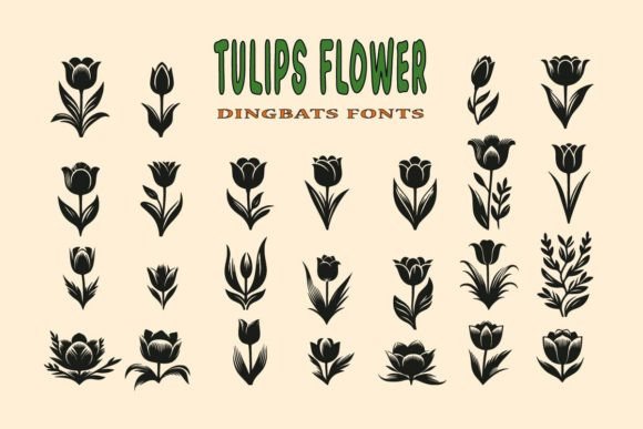Tulips Flower: A Charming Dingbat Font for Creative Projects